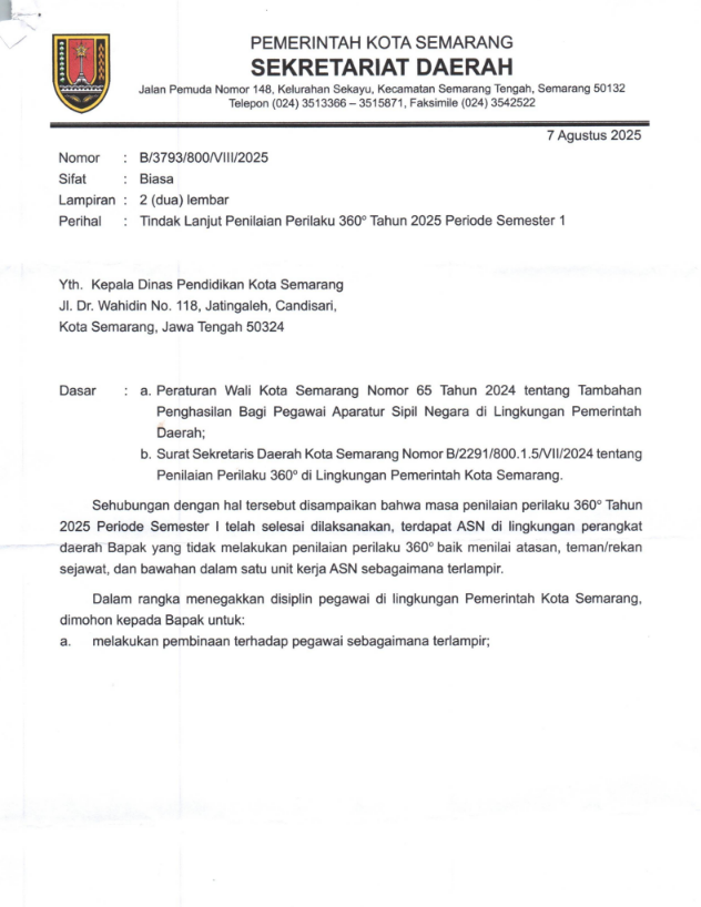 Tindak Lanjut Penilaian Perilaku 360° Tahun 2025 Periode Semester I